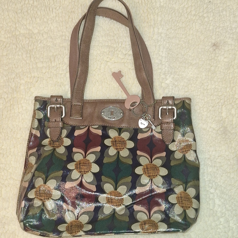 VINTAGE FOSSIL Key-Per Floral Handbag - Picture 10 of 15